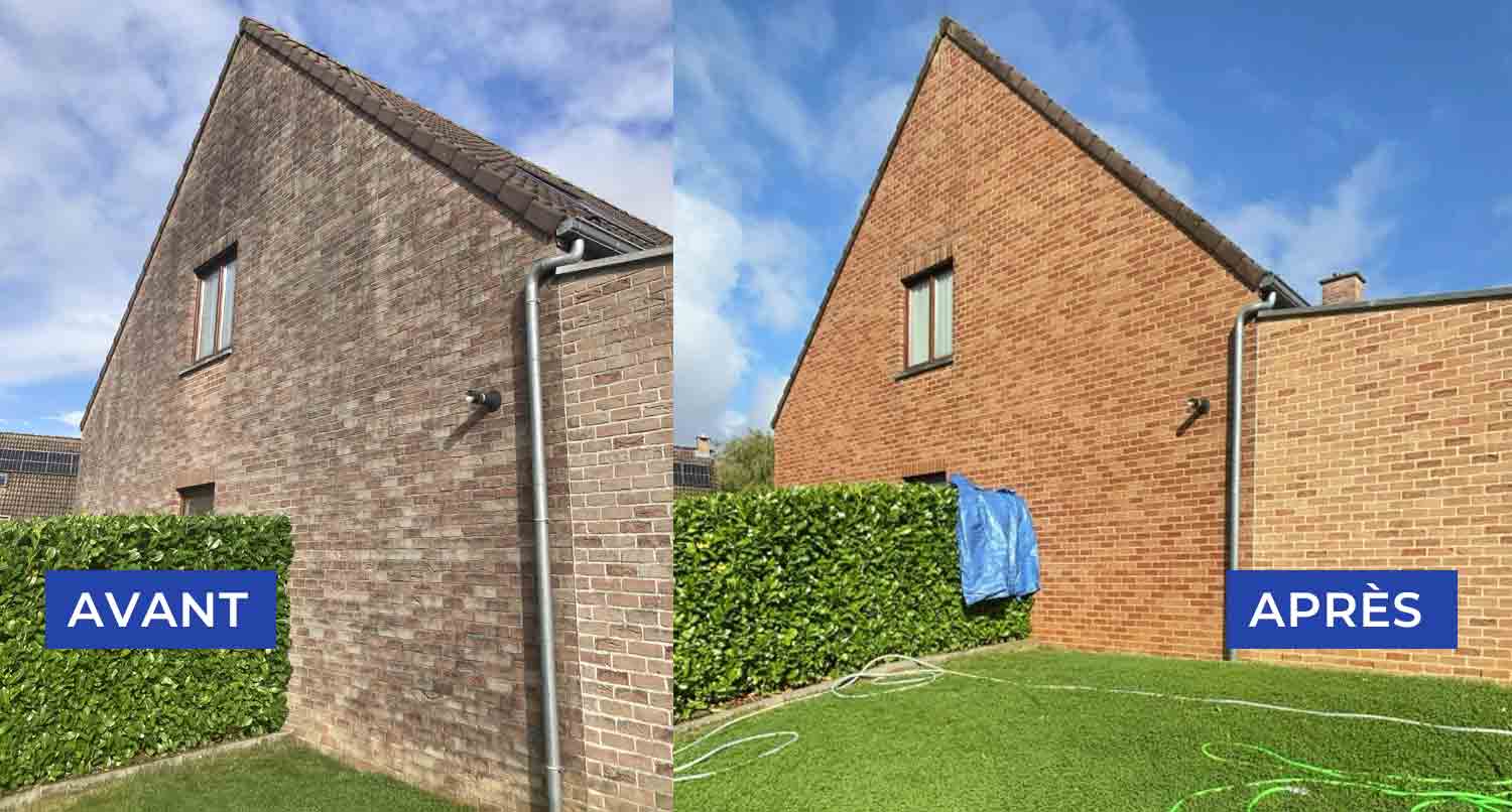 Nettoyage et peinture façade - PROMICHELNETTOYAGE : Belgique.  Nettoyage, traitement anti-mousse par pulvérisation, démoussage, ravalement peinture façade et imperméabilisation façade sur Braine-Le-Comte Nivelles, Namur… en Belgique
